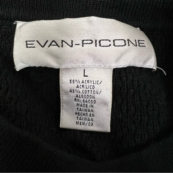 Evan-Picone embroidered flowers black sweater womens waffle knit button size L - Picture 8 of 8